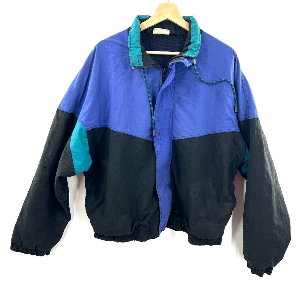 Vintage 90s structure colorblock activewear windbreaker jacket nylon y2k L XL